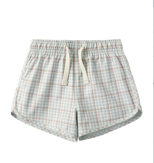 SWIM TRUNK LIGHT BLUE PLAID