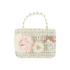 Floral Appliques Tweed Purse: Grey