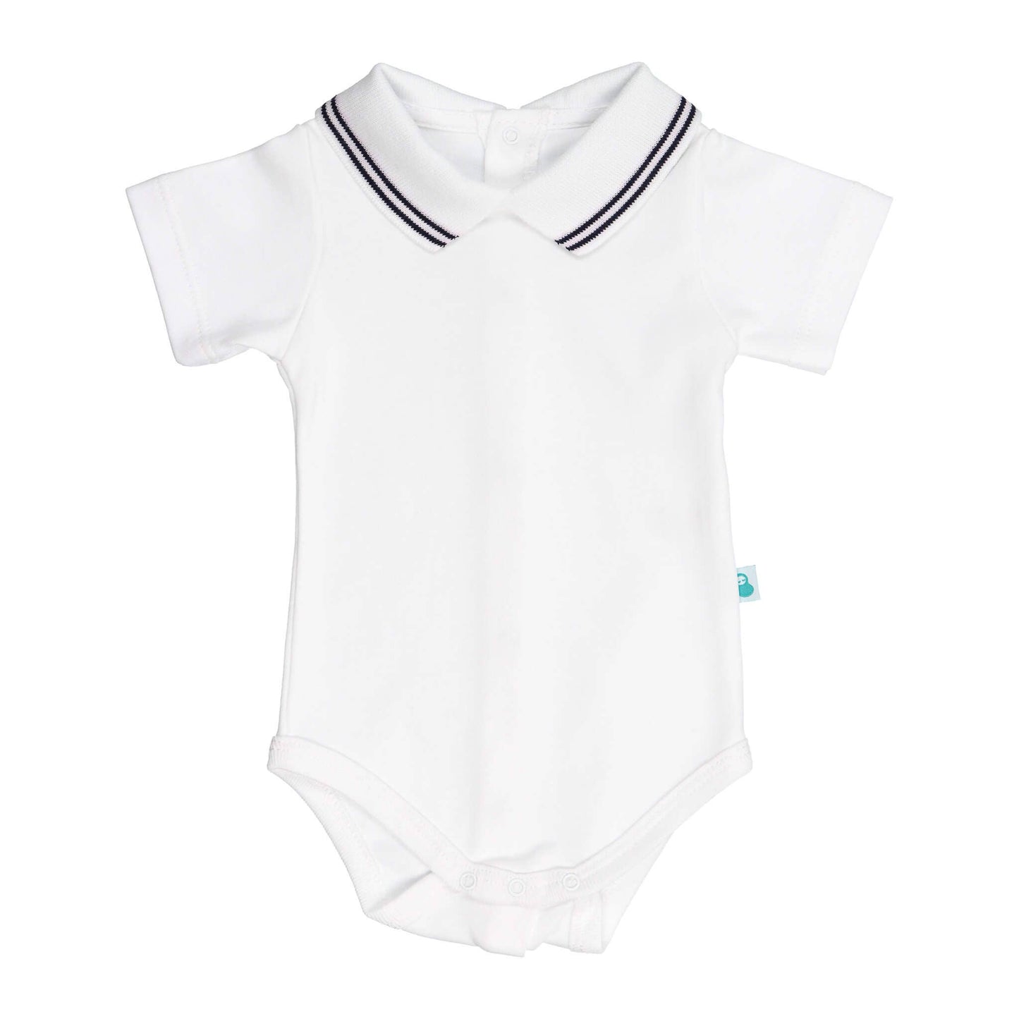 Cotton Baby Bodysuit Onesie with Polo-Style Collar: 12-18M / Short Sleeve / Light Blue