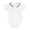 Cotton Baby Bodysuit Onesie with Polo-Style Collar: 12-18M / Long Sleeve / Light Blue