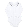 Cotton Baby Bodysuit Onesie with Polo-Style Collar: 12-18M / Long Sleeve / Light Blue