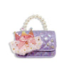 Crown Applique Shiny Quilted Purse Pink