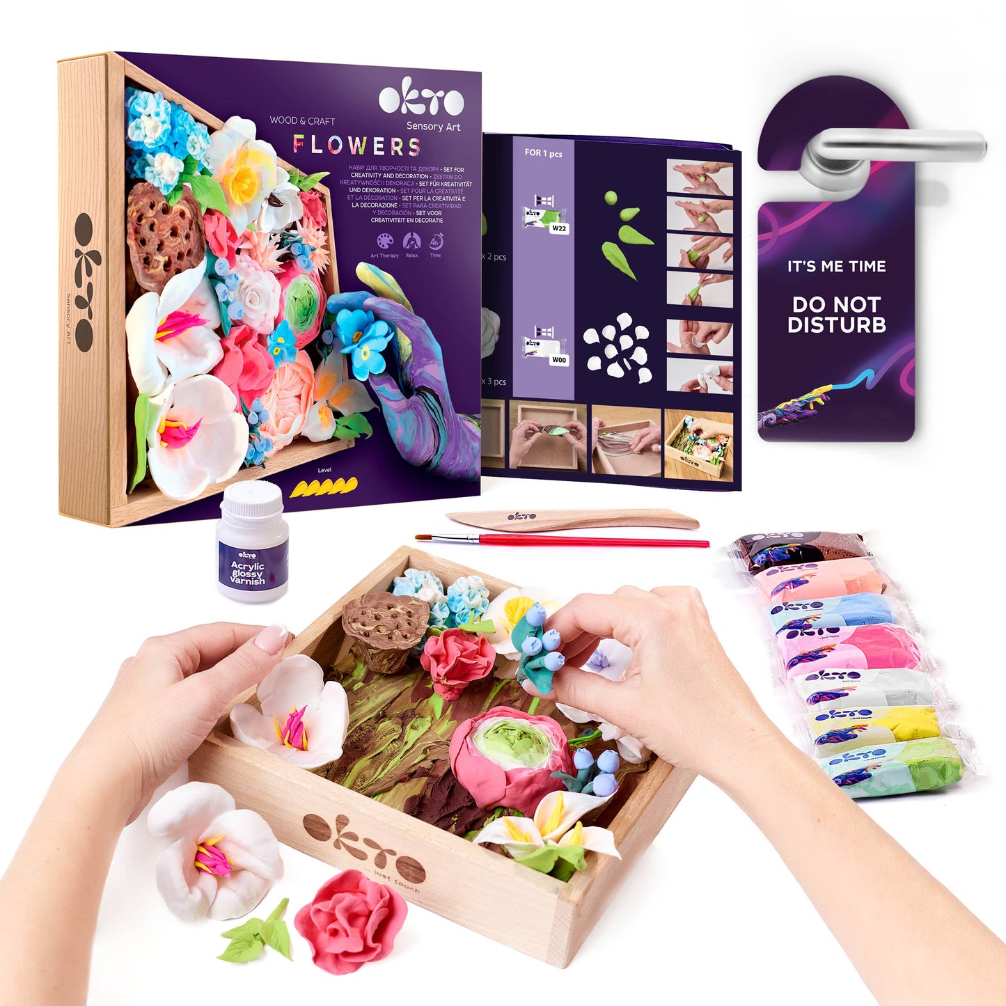 OKTO DIY Wood & Craft Flower Clay Kits: Succulents, Passion