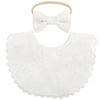 Cotton Baby Bib Double-Sided (Embroidered Flowers & Bow)