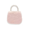 Mesh Bow Furry Purse Beige