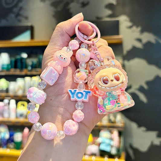 Crystal Quicksand Labubu Keychain Bag Charm