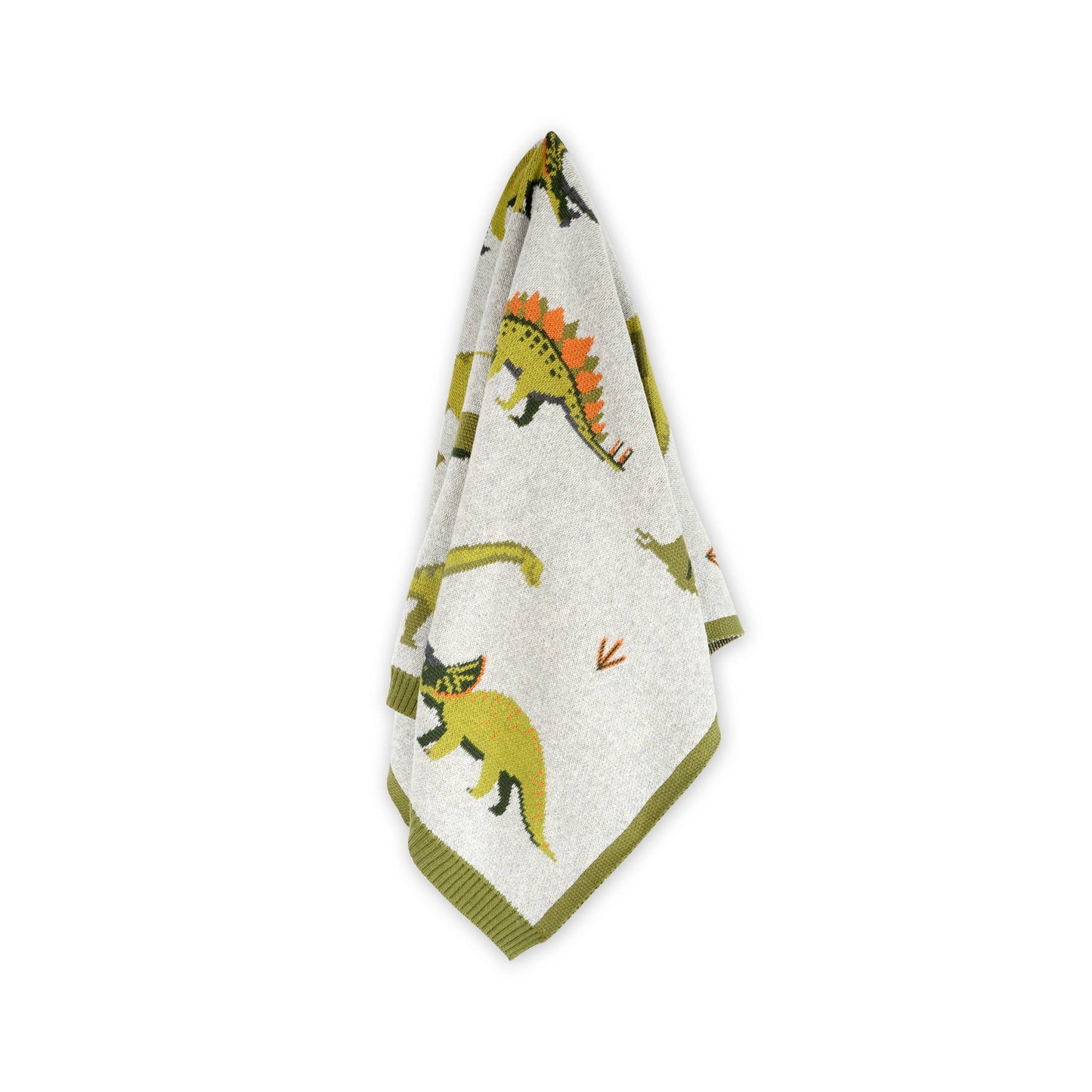Green Dinosaur - OrganicJacquard Sweater Knit Baby Blanket