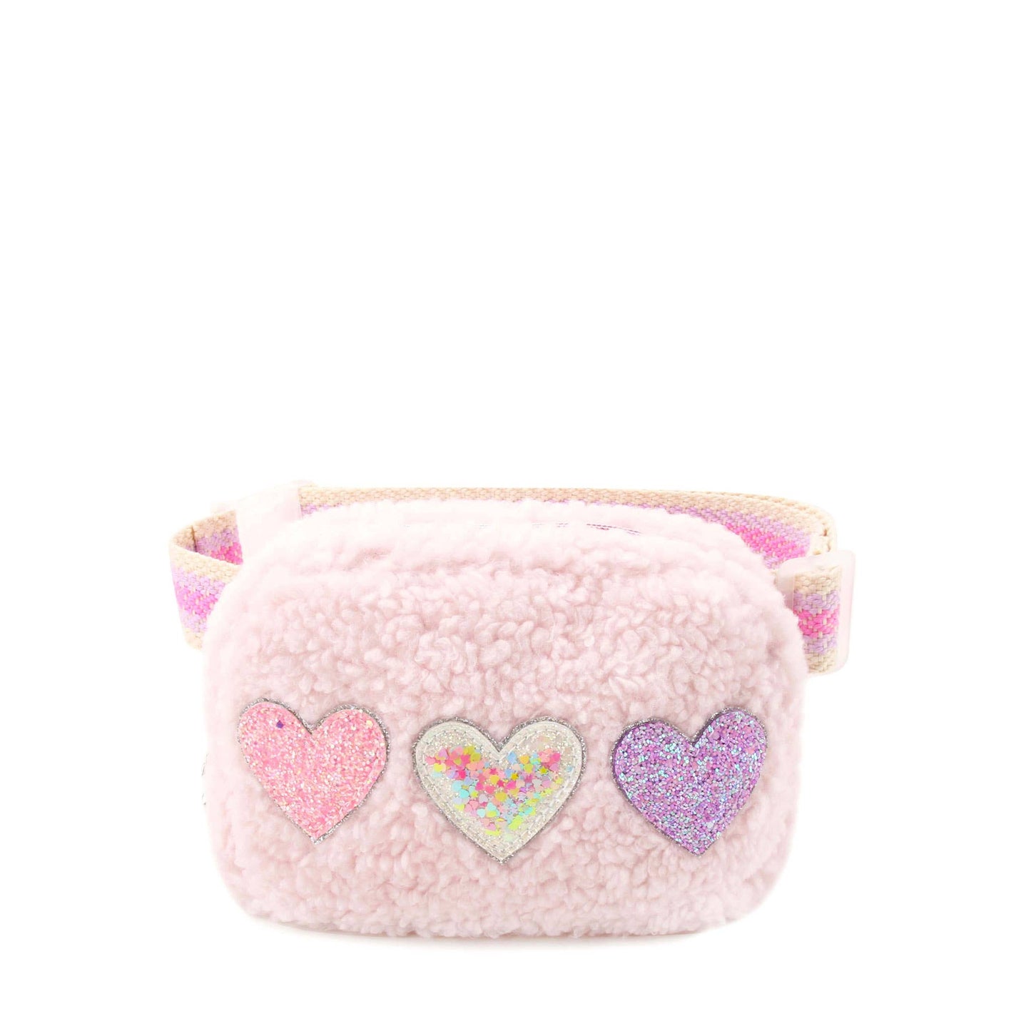 Confetti Heart-Patched Sherpa Fanny Pack