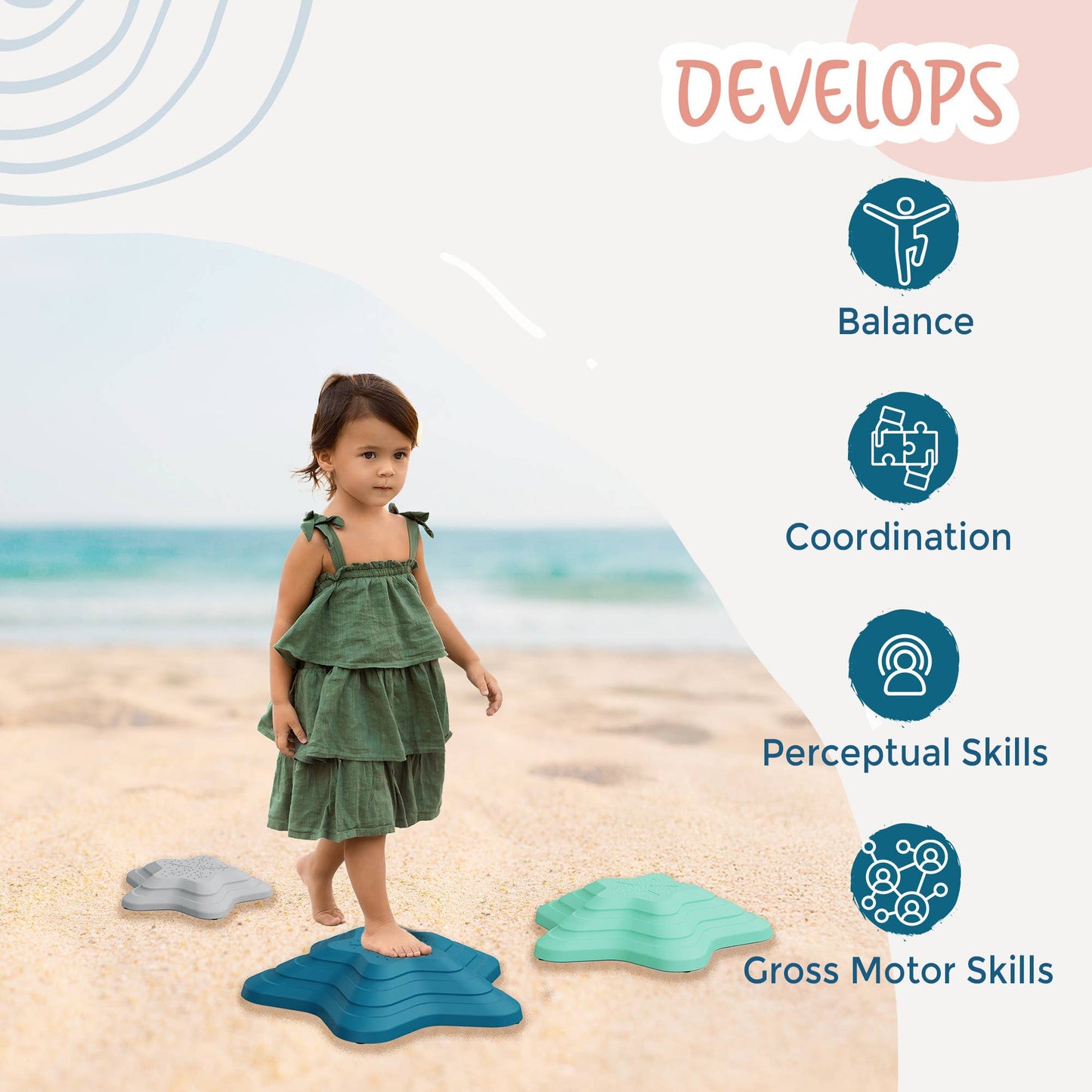 Kinderific Star Shaped Stepping Stones, 6 Piece Set, Multi