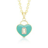 Heart Lock Pendant With CZ: Pink