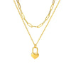 Double Layering Necklace with Paperclip & Lock Heart