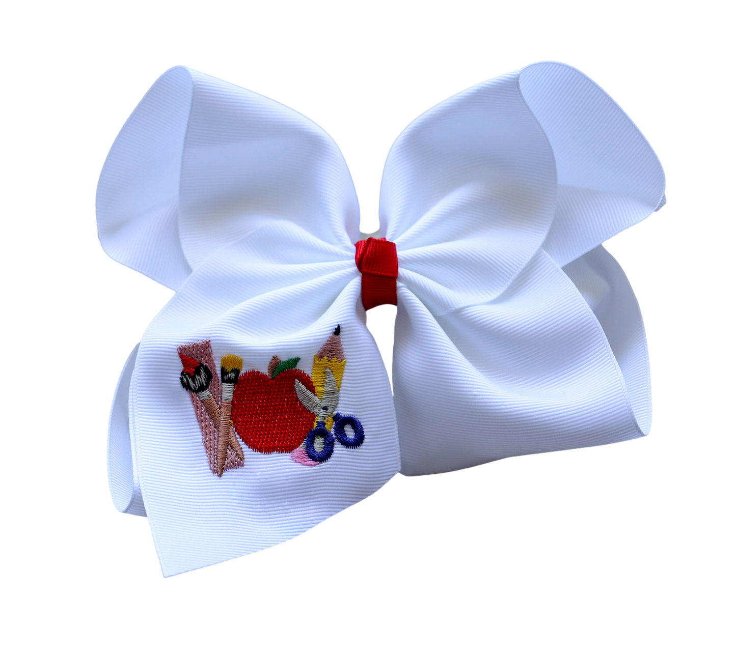 School Rules Embroidered Bow: Nylon Headband / 4 inch