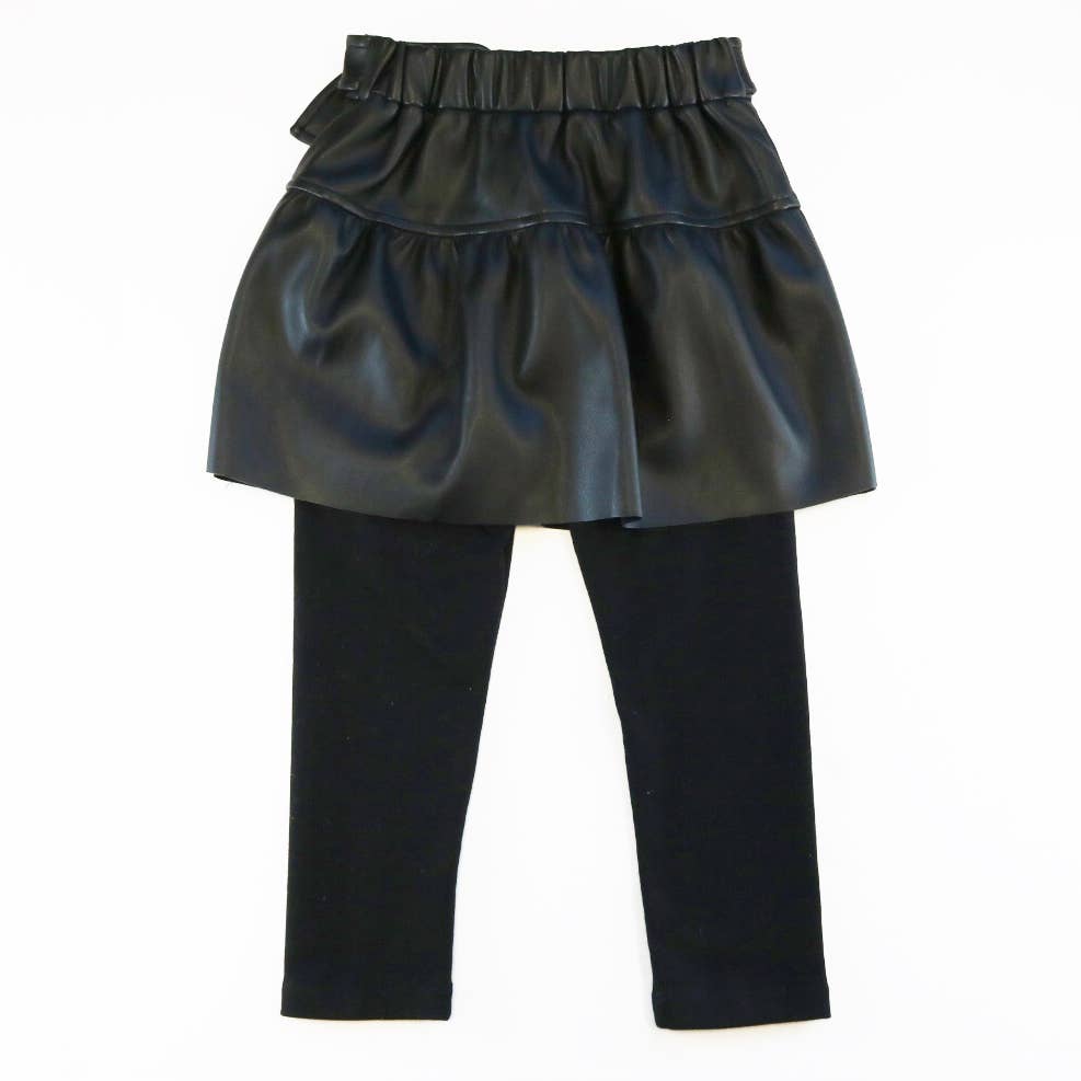 Bowtie Leather Skeggings: BLACK