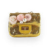 Floral Appliques Sequin Purse Silver