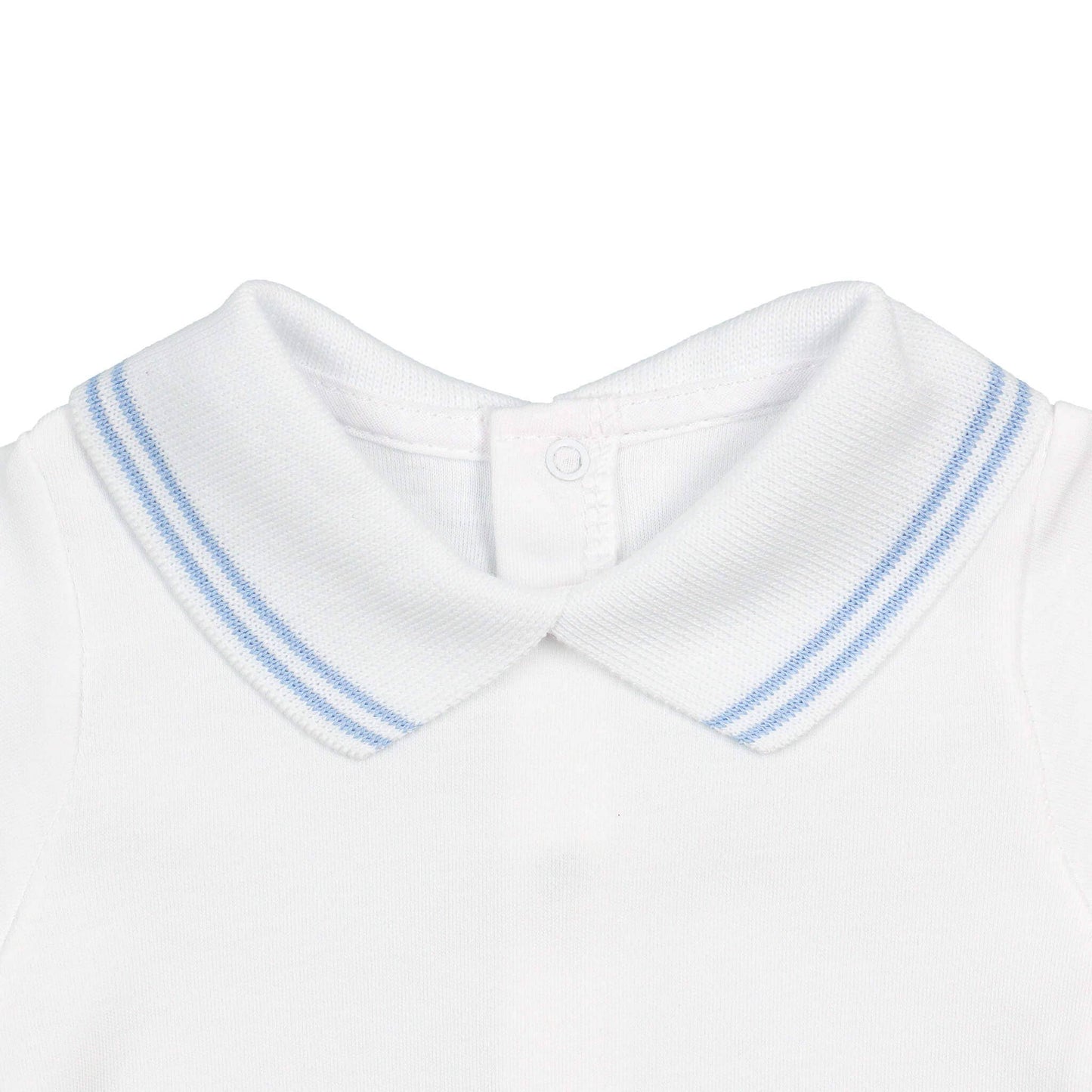 Cotton Baby Bodysuit Onesie with Polo-Style Collar: 6-12M / Long Sleeve / Light Blue