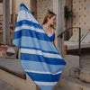 Blue Striped Quick Dry Beach Towel: Blue