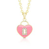 Heart Lock Pendant With CZ: Pink