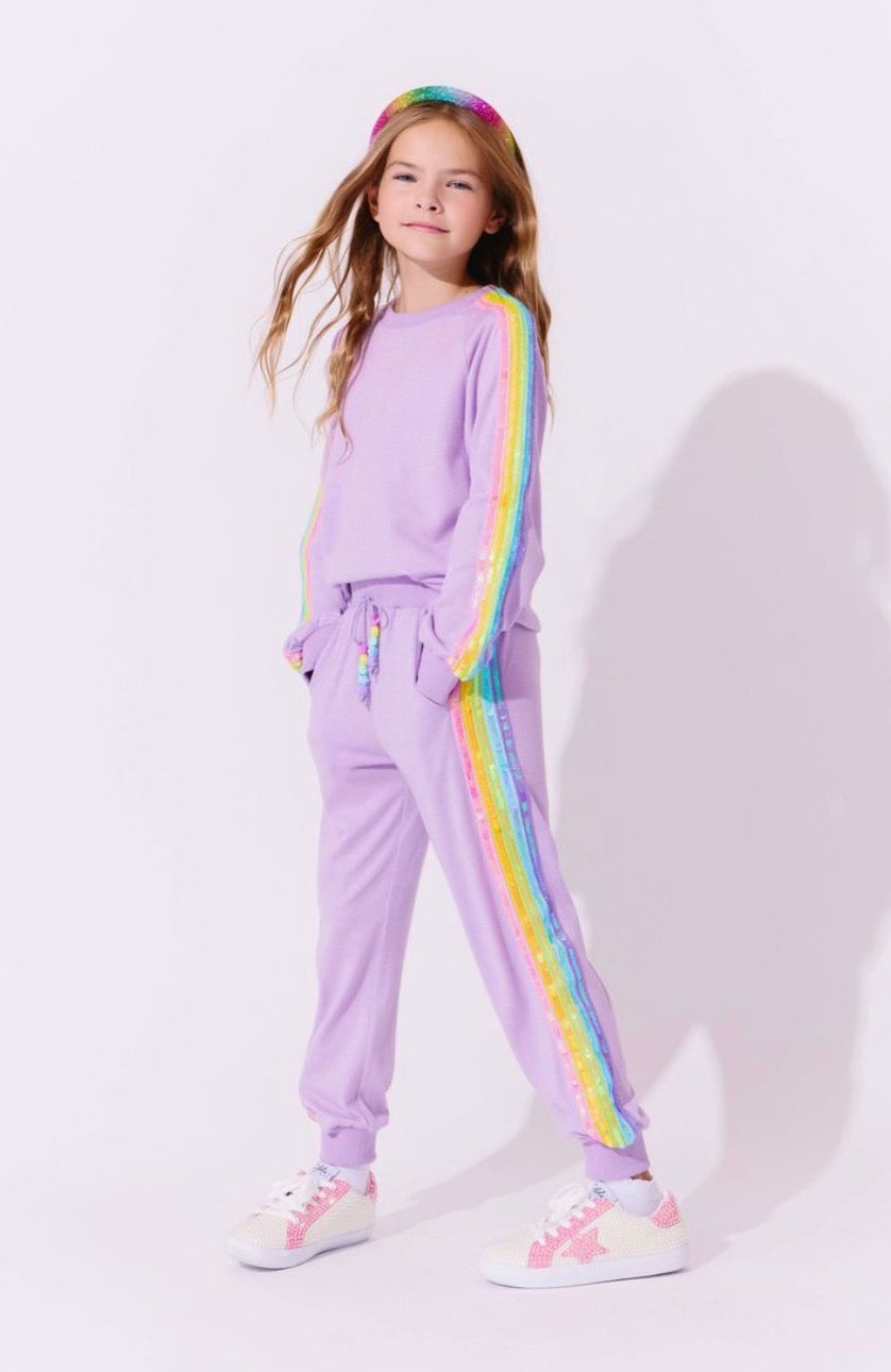 Lavender Rainbow Sequin Set, top + pants