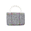 Floral Appliques Tweed Purse: Grey