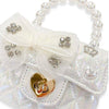 Embellished Bow Shiny Quilted Purse: Pink