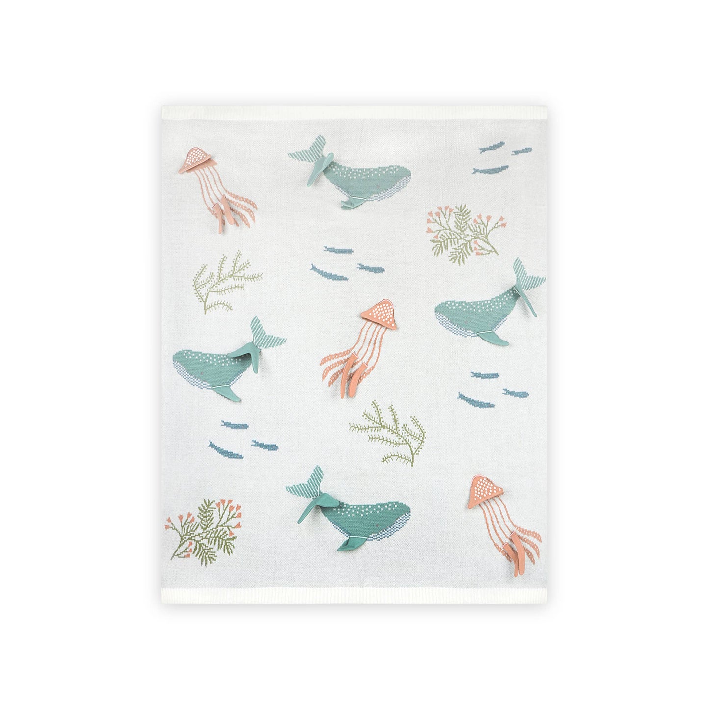 Ocean Jellyfish 3D - Organic Jacquard Knit Baby Blankets