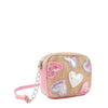 Confetti Heart Patched Straw Crossbody Bag