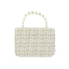 Floral Appliques Tweed Purse: Grey