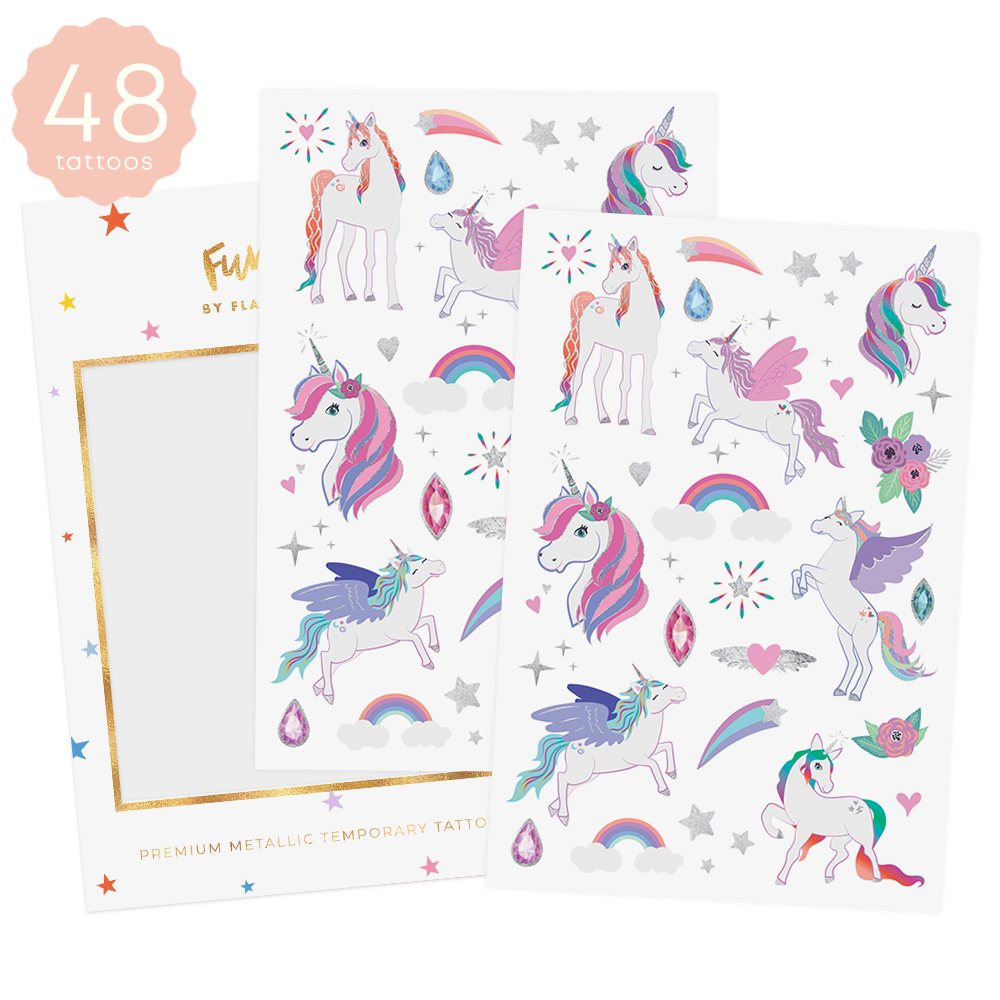 UNICORNS | Kids metallic temporary tattoo sticker