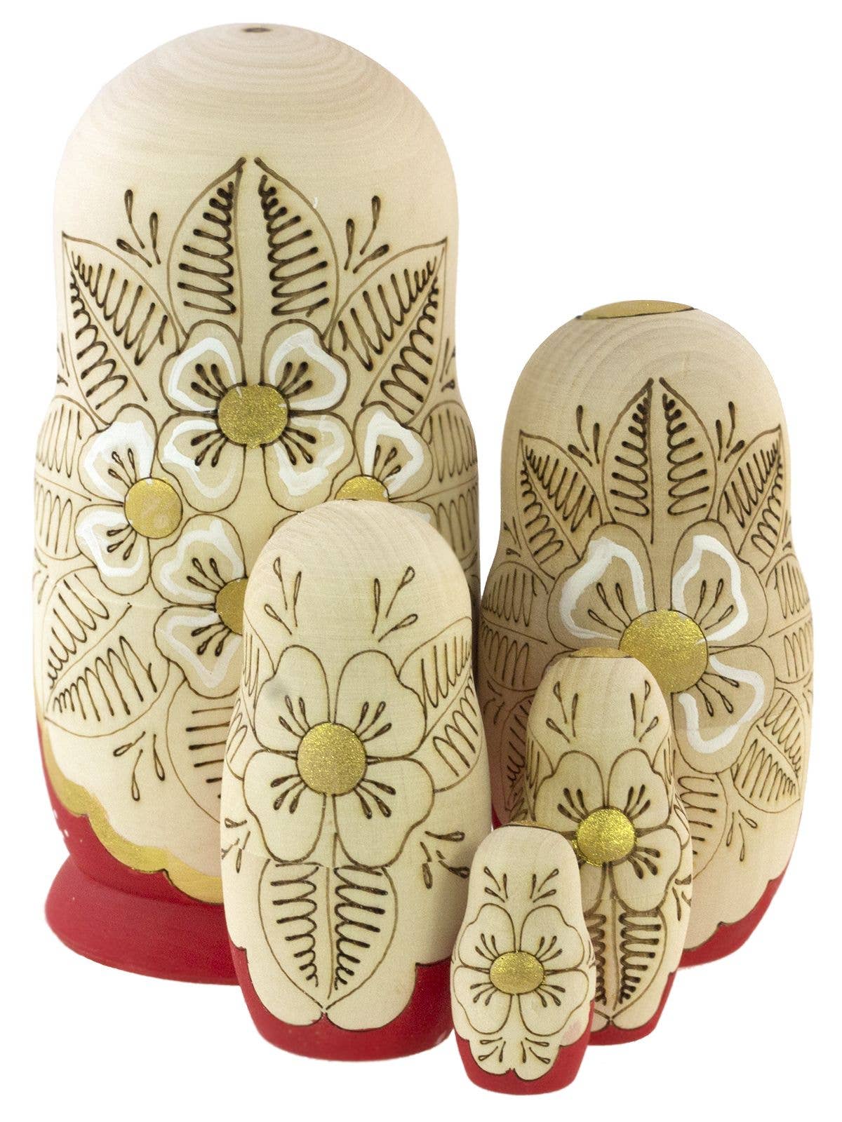 RED Nesting Dolls Set, 5 Pcs/6"