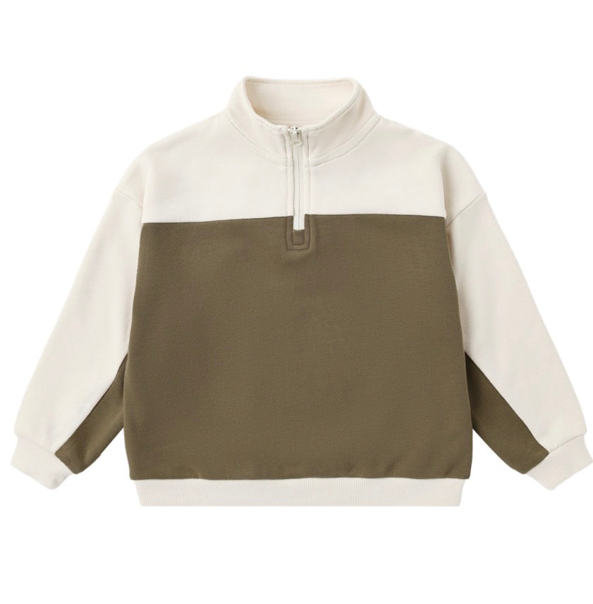 QUARTER ZIP CREW OLIVE