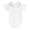 Cotton Baby Bodysuit Onesie with Polo-Style Collar: 6-12M / Short Sleeve / Light Blue