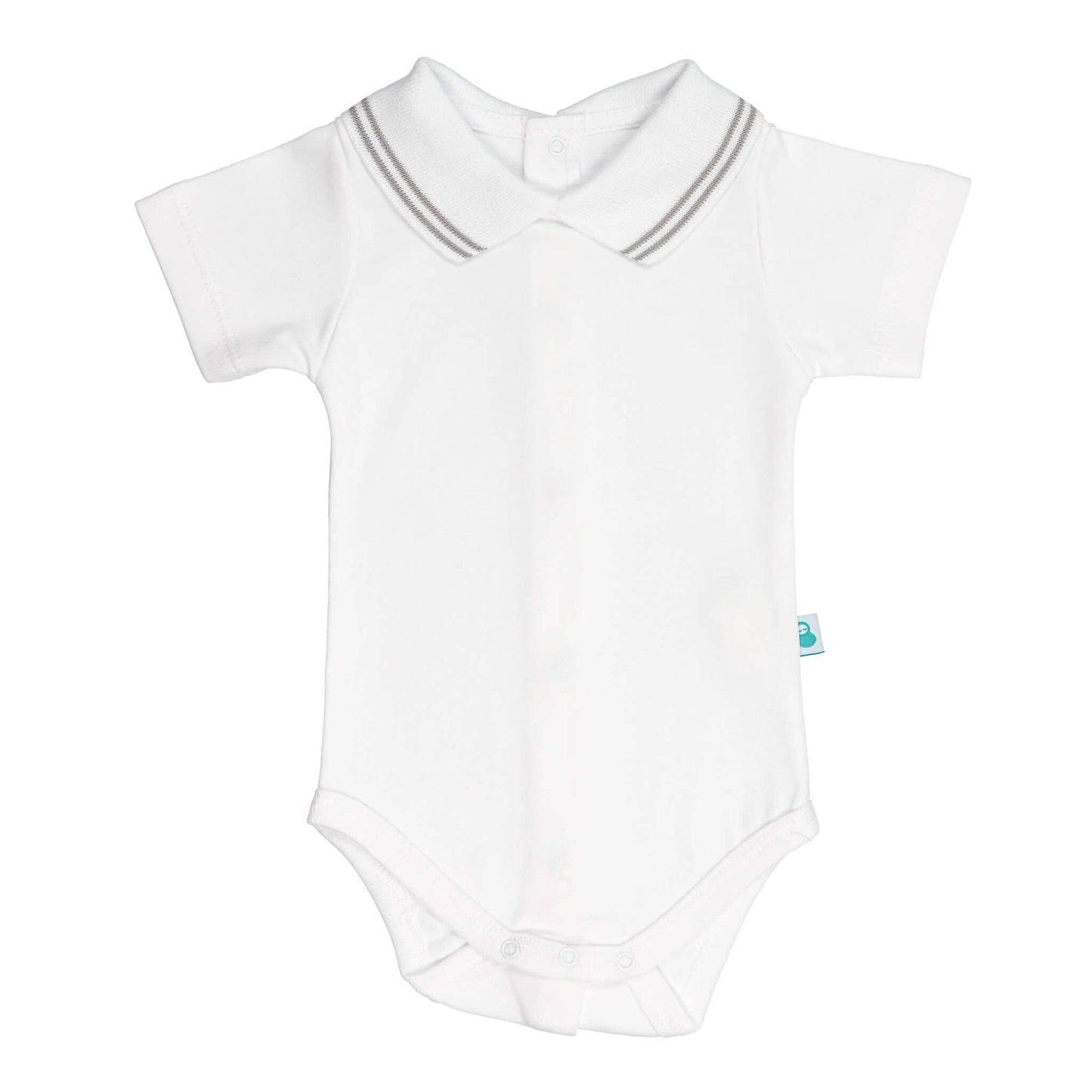 Cotton Baby Bodysuit Onesie with Polo-Style Collar: 12-18M / Long Sleeve / Light Blue