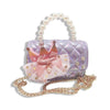 Crown Applique Shiny Quilted Purse Pink