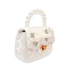 Embellished Bow Shiny Quilted Purse: Pink