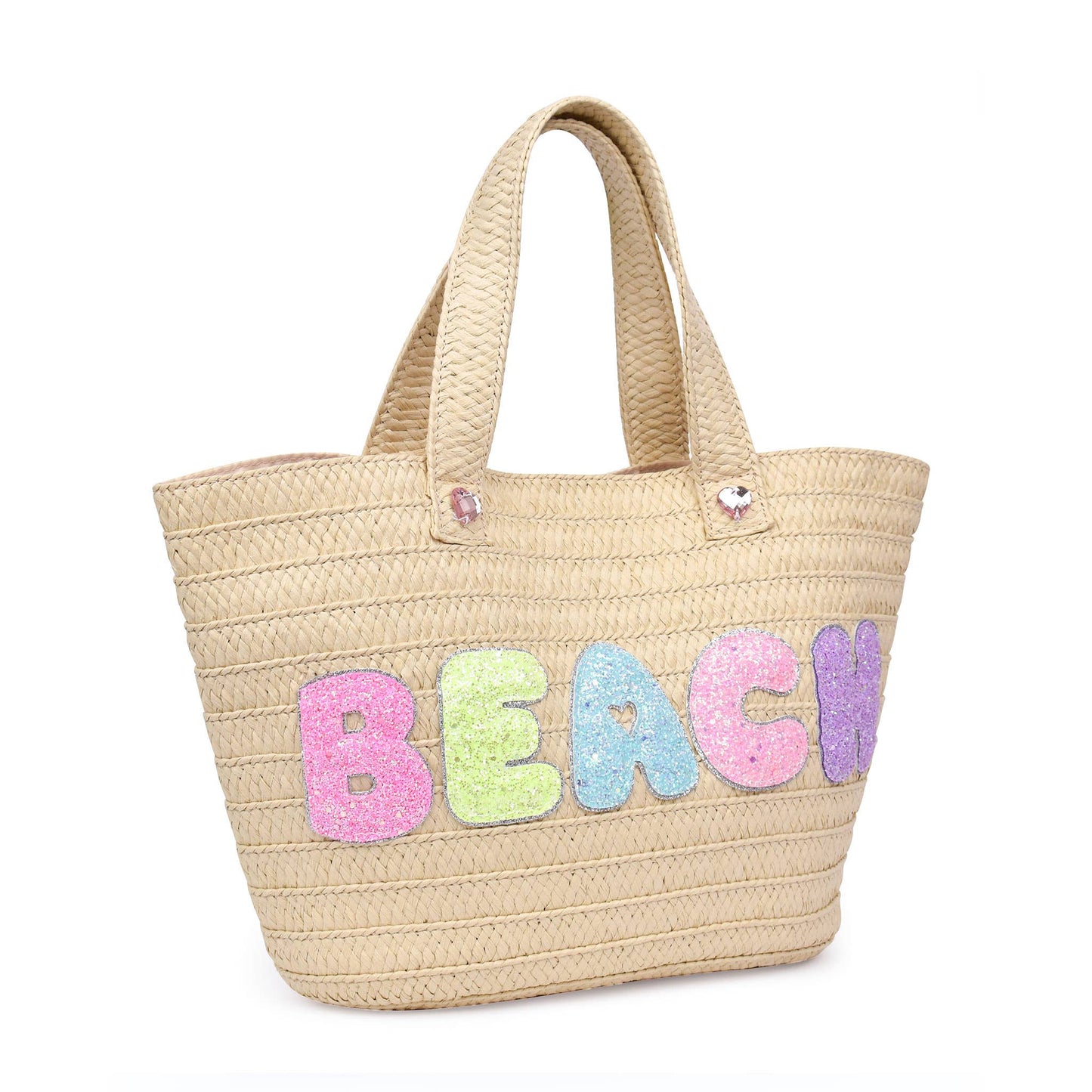 'Beach' Straw Tote Bag