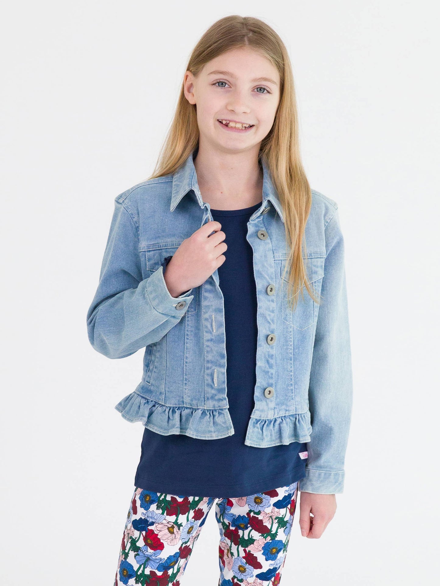 Girls Light Wash Denim Jacket: Blue