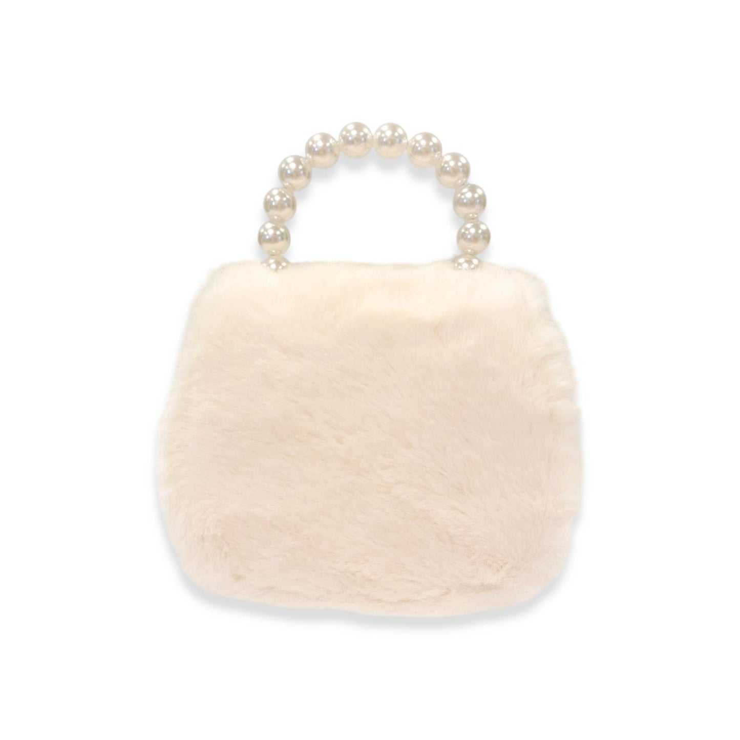 Mesh Bow Furry Purse Beige