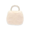 Mesh Bow Furry Purse Beige
