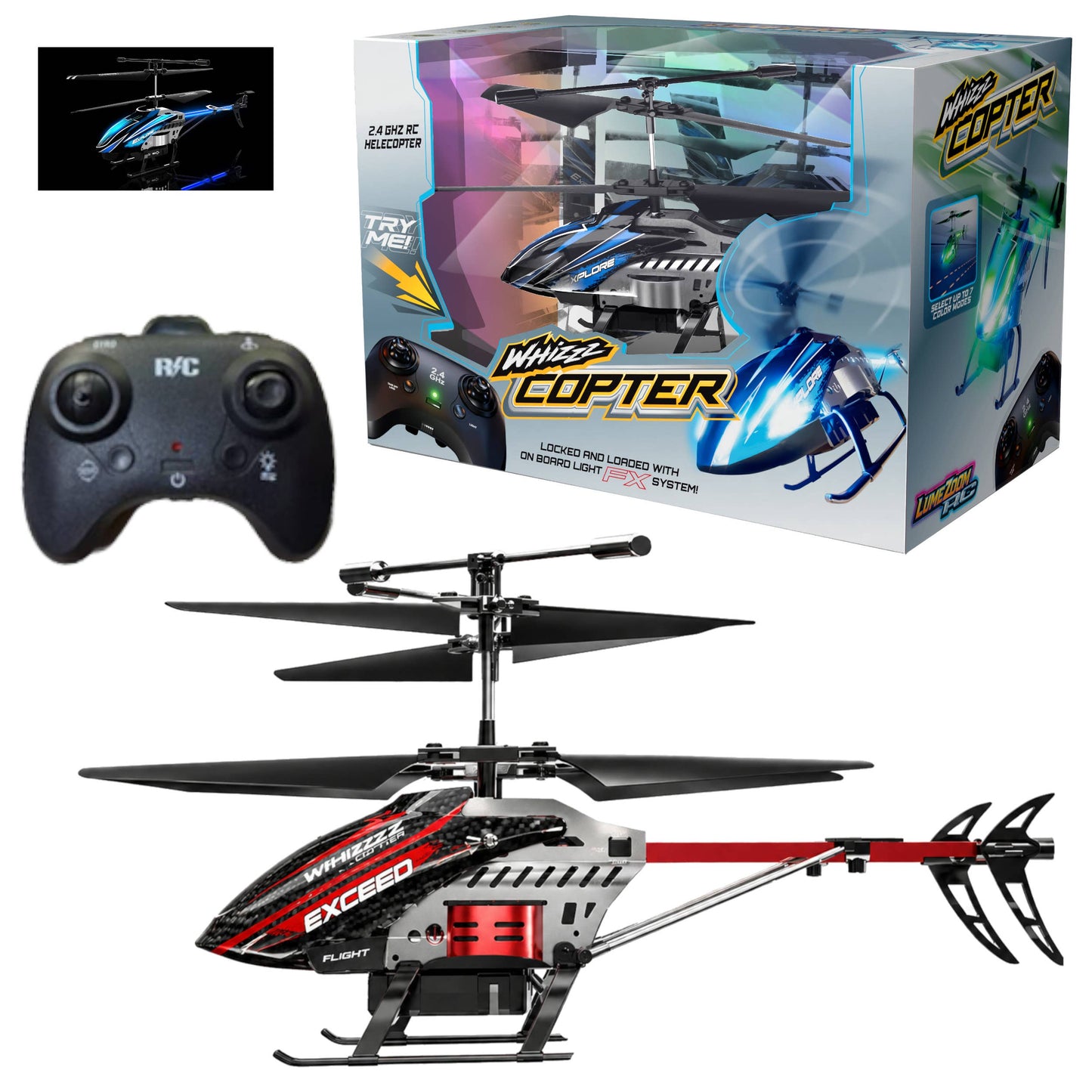 WhizzzCopter RC Helicopter with LED Light Bar, Auto Hover