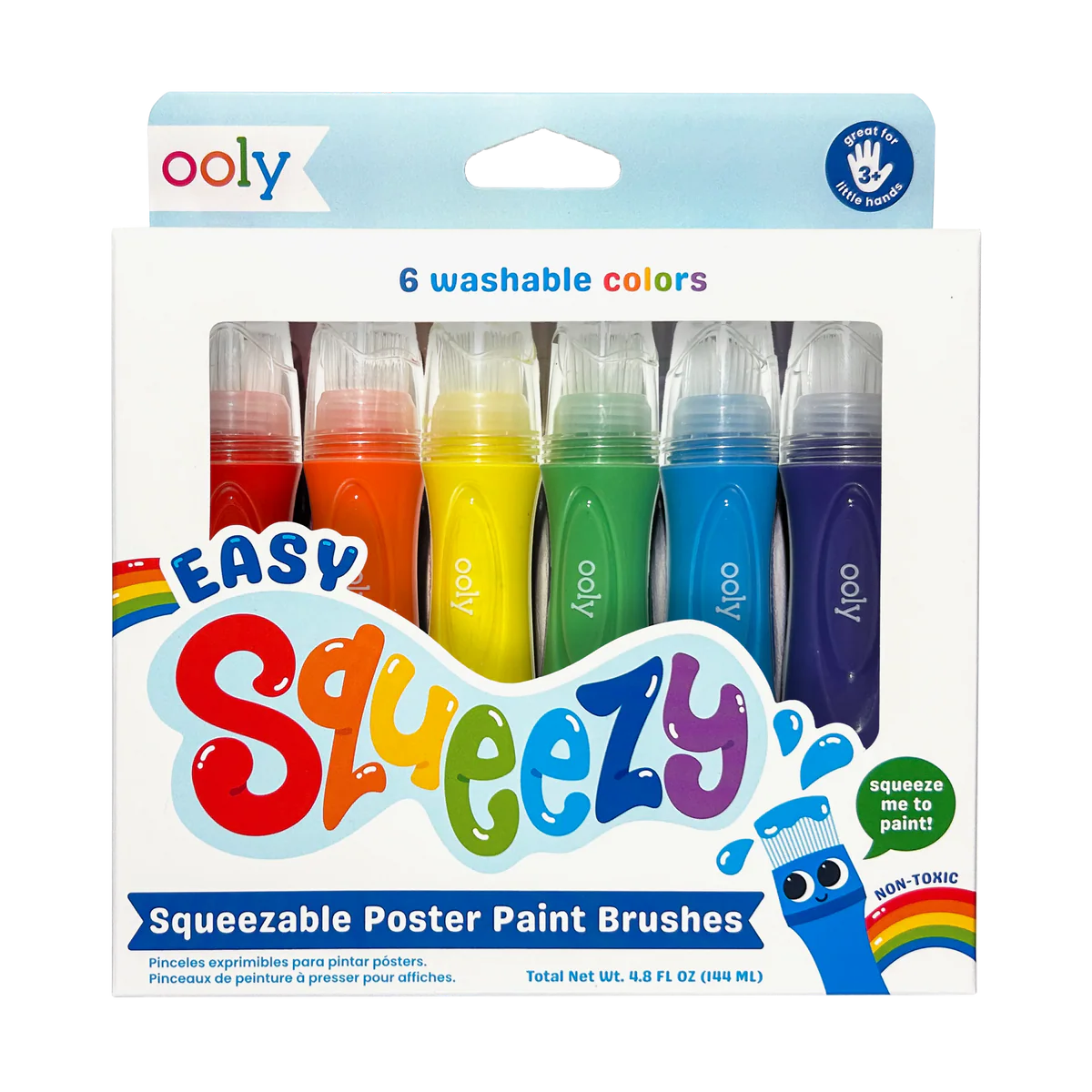 Easy Squeezy Squeezable Poster Paint Brushes - Set of 6