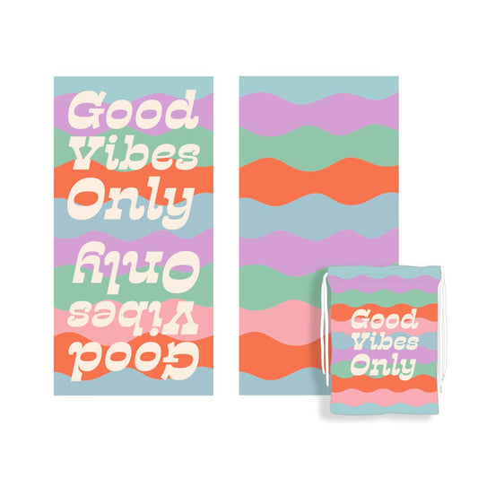 Good Vibes Repeat Pattern Quick Dry Beach Towels: OS / Multicolored Ripples