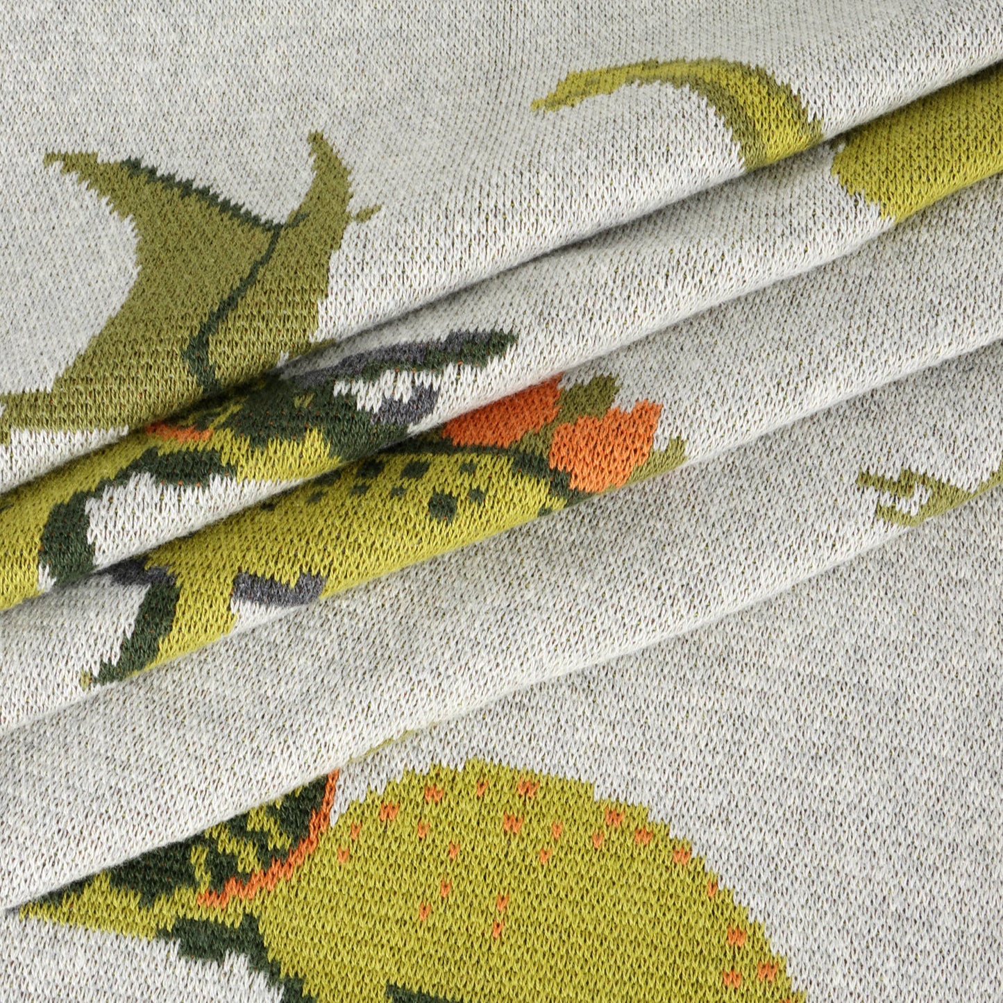 Green Dinosaur - OrganicJacquard Sweater Knit Baby Blanket