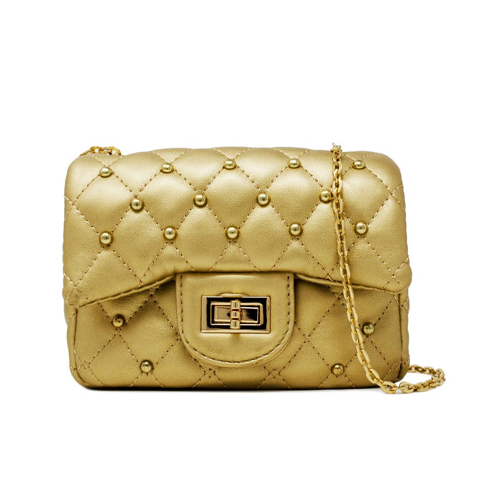 Classic Quilted Stud Mini Bag: Pink