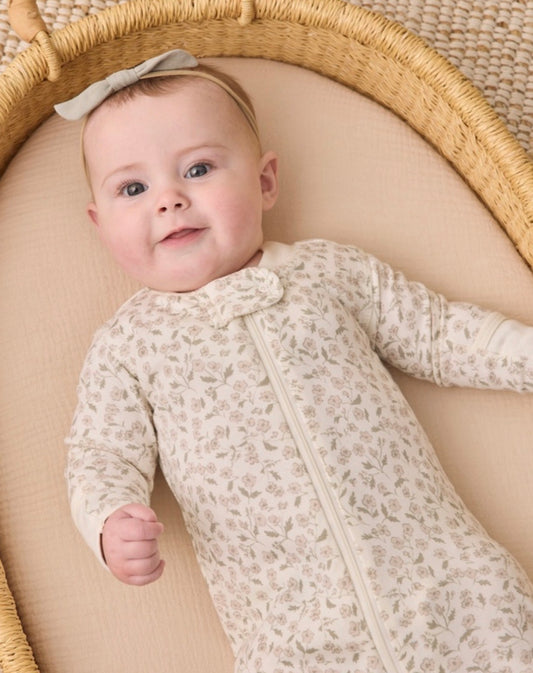 ZIP LONG SLEEVE SLEEPER FOOTIE FLORET