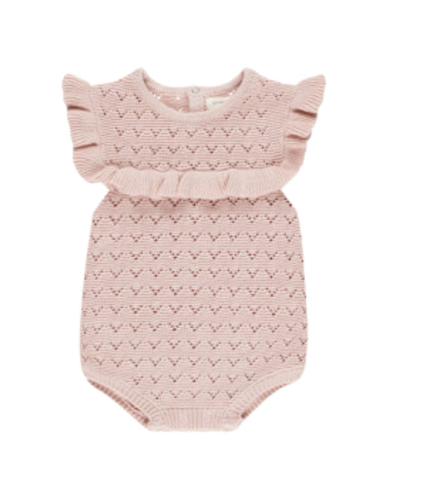 POINTELLE Ruffle ROMPER | Bubblegum