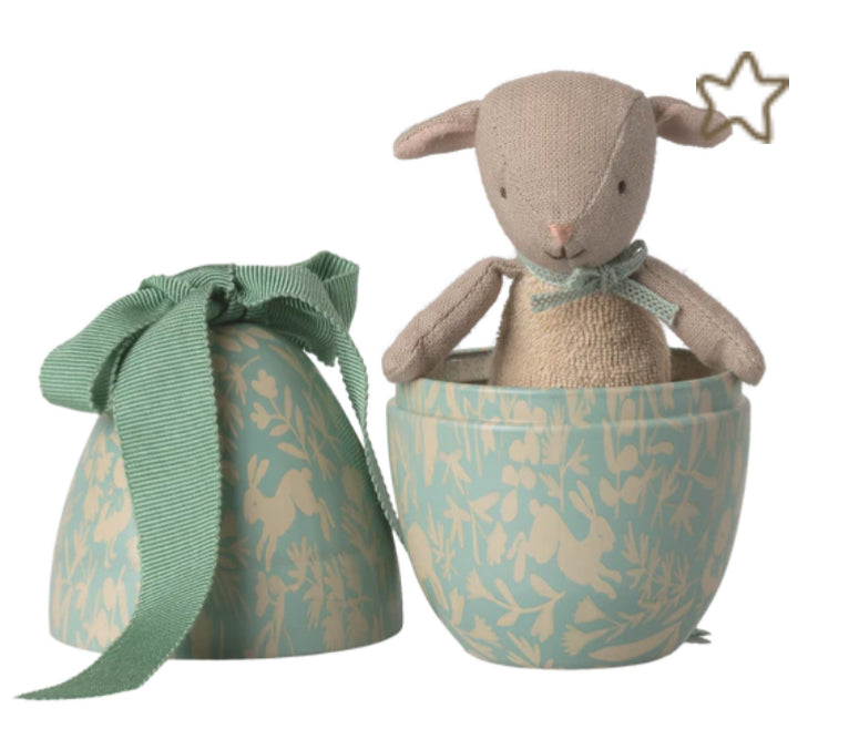 Easter egg with micro lamb, Small - Dusty mint