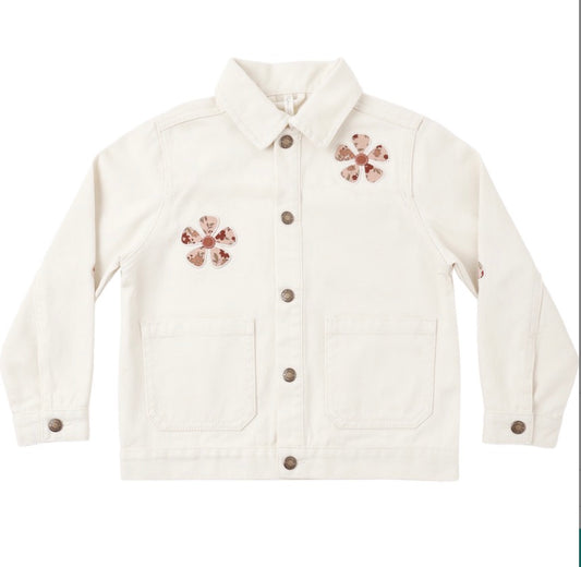 DENIM CHORE COAT DAISY PATCHES