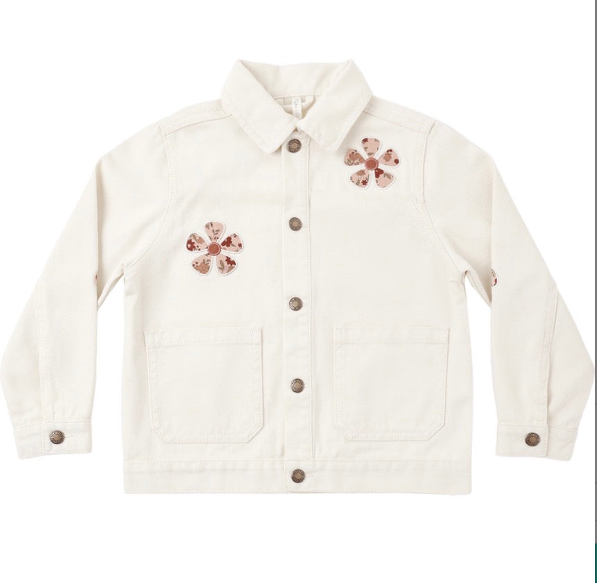 DENIM CHORE COAT DAISY PATCHES