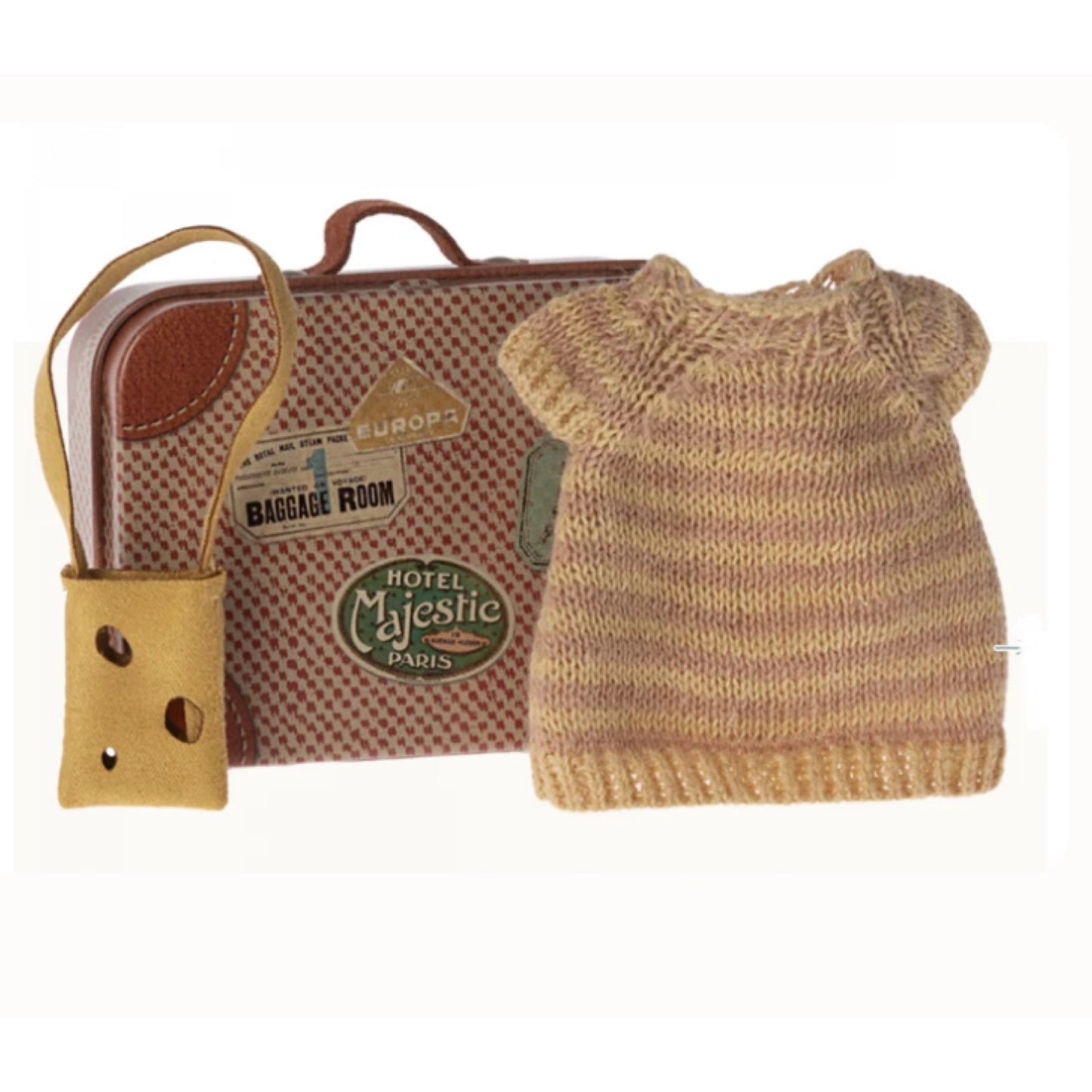 Knitted dress and bag in suitcase, Big sister mouse 17-4202-00