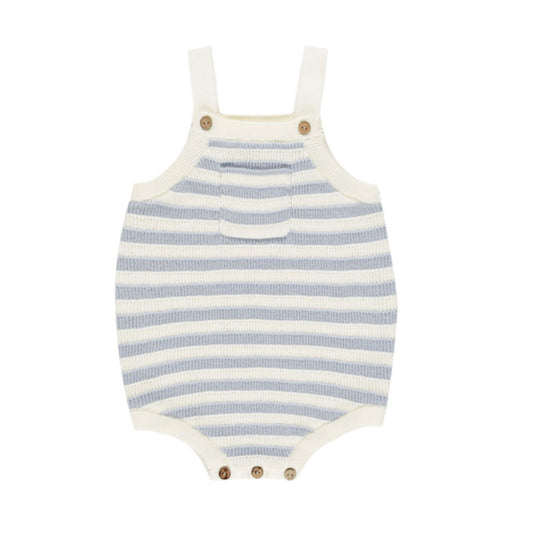 Ashton Knit Romper Blue Stripe